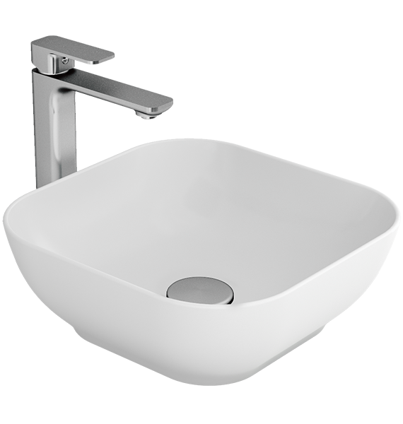 MOTTO - KARE GÖVDE ÜSTÜ LAVABO BATARYA DELİKSİZ TAŞMA KANALSIZ
