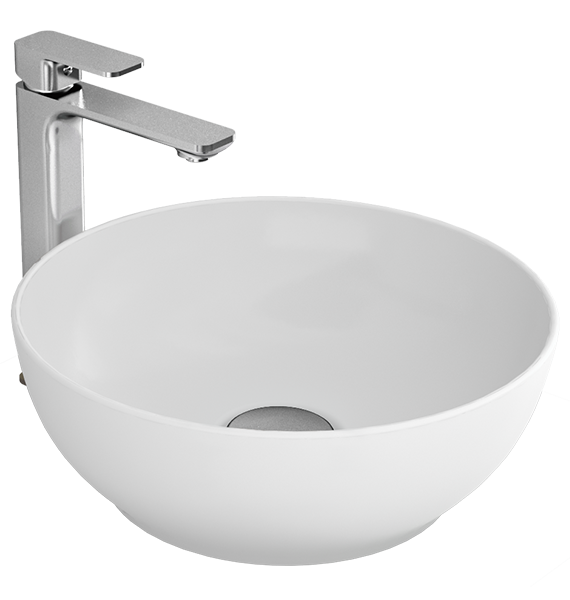 MOTTO - YUVARLAK GÖVDE ÜSTÜ LAVABO BATARYA DELİKSİZ TAŞMA KANALSIZ