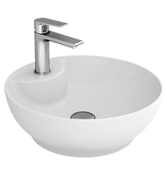 MOTTO - YUVARLAK GÖVDE ÜSTÜ LAVABO BATARYA DELİKLİİ TAŞMA KANALSIZ